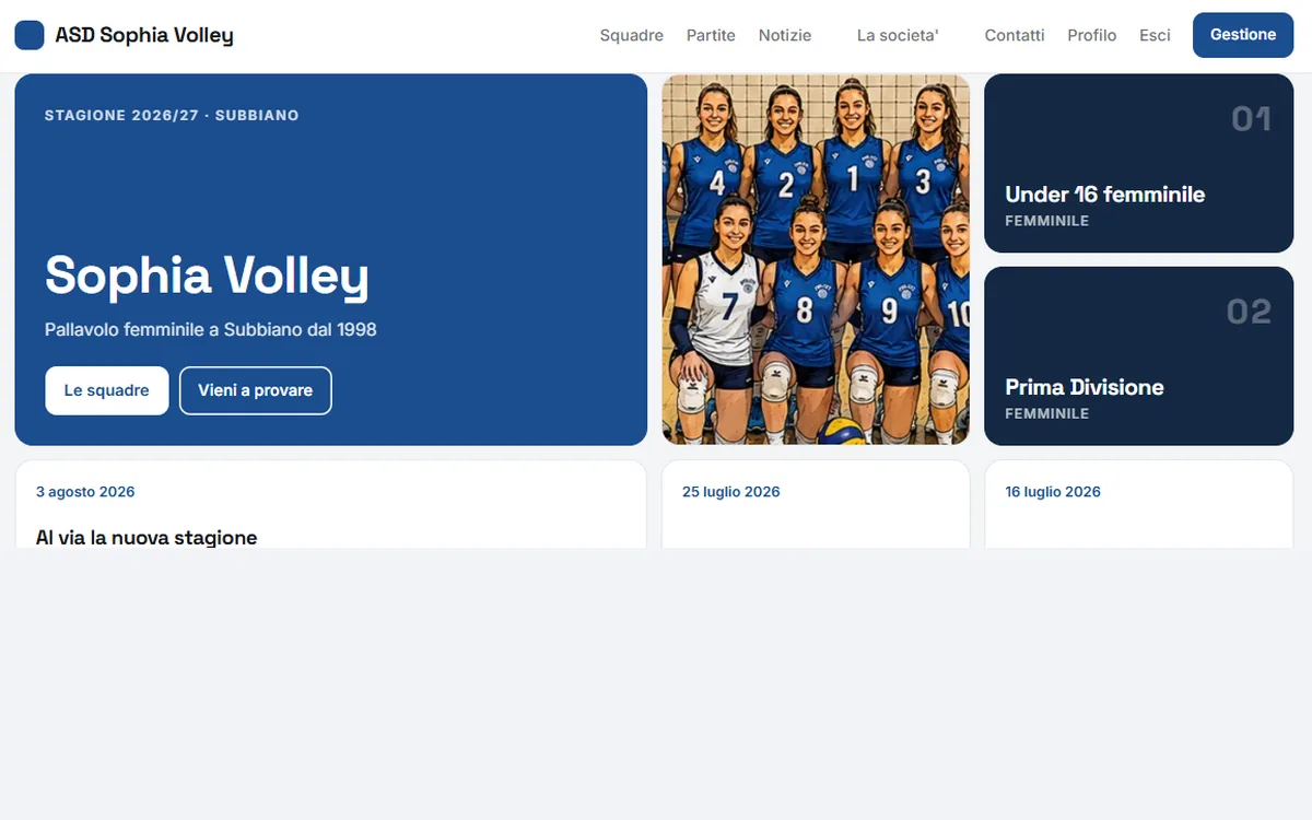 Anteprima del modello Mosaico applicato al sito di ASD Sophia Volley