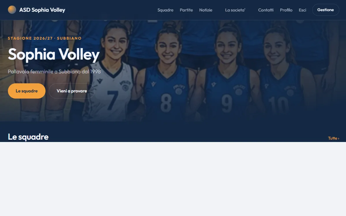 Anteprima del modello Palco applicato al sito di ASD Sophia Volley